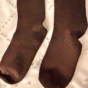 Micro-Crew Brown Wool Socks with Speckles